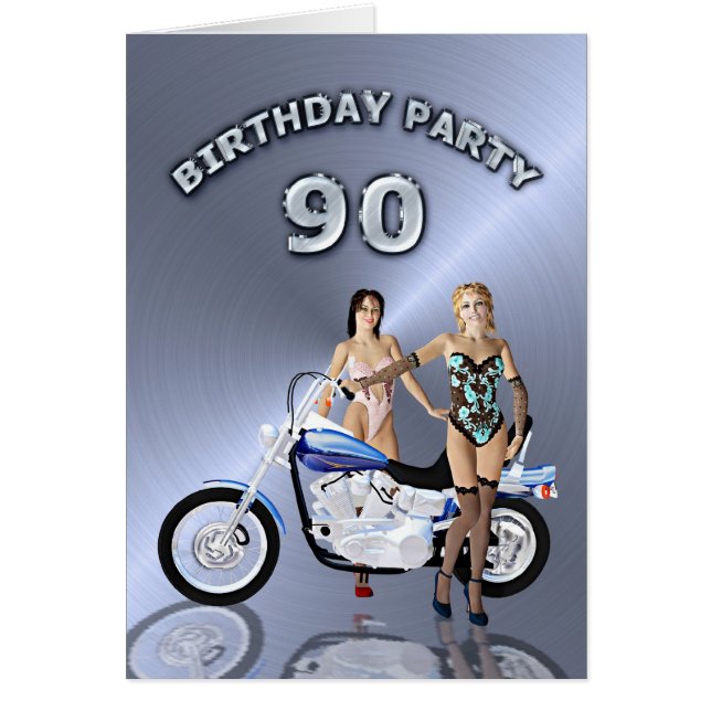 90th Birthday party with a girl and motorbike (Front)