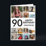 90th Birthday Photo Collage 13 Photos Black White Card<br><div class="desc">90th Happy Birthday Photo Collage 13 Photos Black and White Birthday Card for Any Age. 1st 13th 15th 16th 18th 20th 21st 30th 40th 50th 60th 70th 80th 90th 100th,  Any Ages. For further customisation,  please click the "Customise it" button and use our design tool to modify this template.</div>