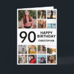 90th Birthday Photo Collage 13 Photos Black White Card<br><div class="desc">90th Happy Birthday Photo Collage 13 Photos Black and White Birthday Card for Any Age. 1st 13th 15th 16th 18th 20th 21st 30th 40th 50th 60th 70th 80th 90th 100th,  Any Ages. For further customisation,  please click the "Customise it" button and use our design tool to modify this template.</div>