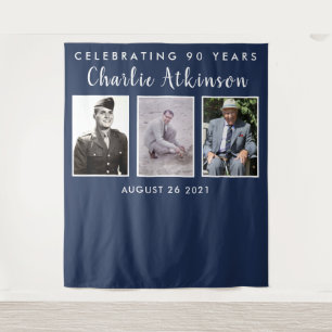 90th birthday photo collage backdrop banner tapestry