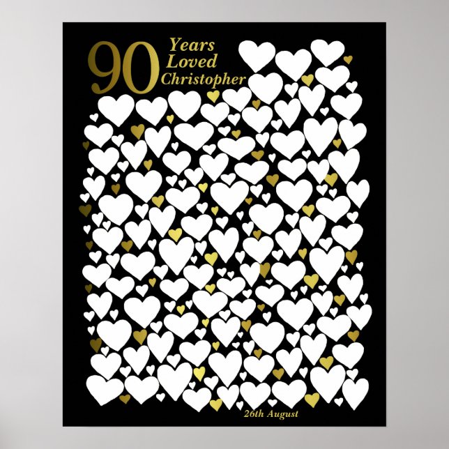 90th Birthday Poster - 90 Years Loved (Front)