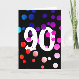90th Birthday Rainbow Dots on Black  Card