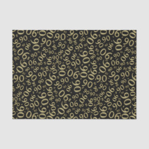 90th Birthday Random Number Pattern Gold/Black Tissue Paper