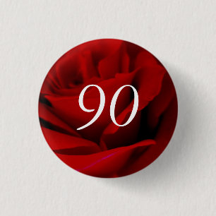 90th Birthday Red Rose Party Favour Pin