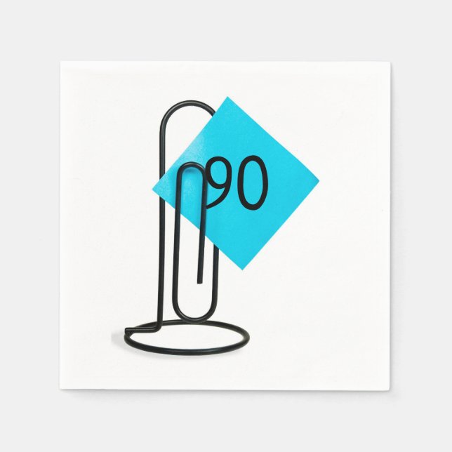 90th Birthday Reminder Note On a Paper Clip Napkin (Front)