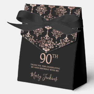 90th Birthday Rose Gold Elegant Thank You  Favour Box