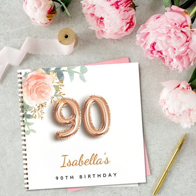 90th birthday rose gold eucalyptus guest book (Creator Uploaded)