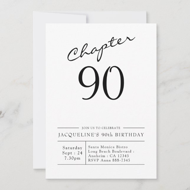 90th Birthday Script 90 Party Invitation (Front)