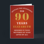 90th Birthday Setting Standards Add Your Name Card<br><div class="desc">Easily customise the text to the front and the interior of this birthday card using the template provided. Part of the setting standards range of greeting cards.</div>