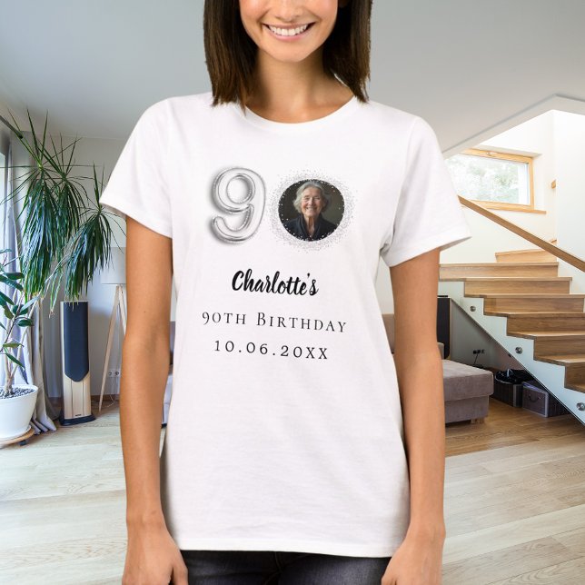 90th birthday silver photo T-Shirt (Creator Uploaded)