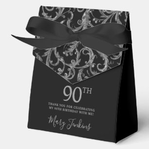 90th Birthday Silver Swirls Thank You Favour Box