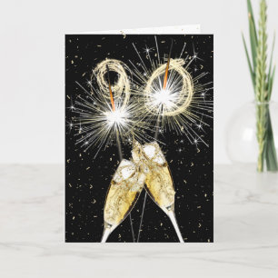 90th Birthday Sparklers and Champagne Toast Card