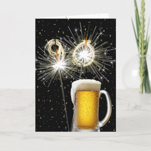 90th Birthday Sparklers With Beer Mug Card