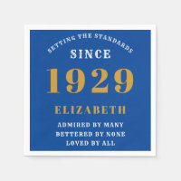 90th Birthday Standards Born 1929 Blue Gold