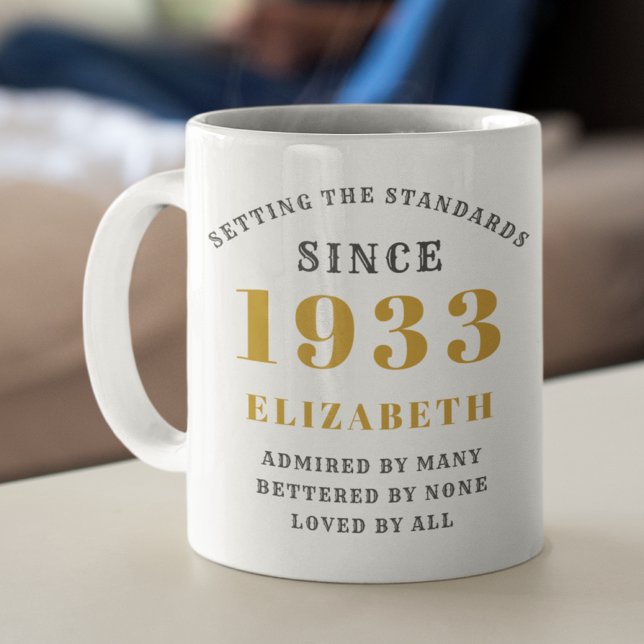 90th Birthday Standards Born 1933 Name Year Coffee Mug (Creator Uploaded)