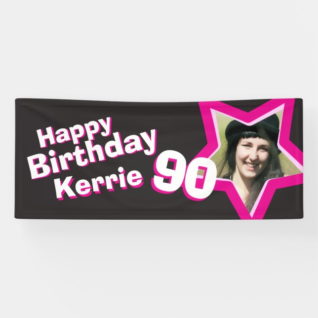 90th birthday star custom photo banner (Horizontal)