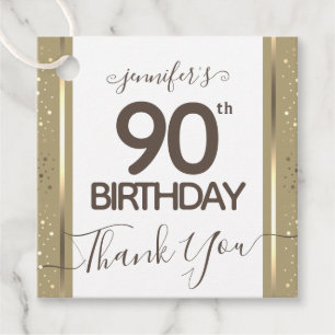 90th Birthday Thank You Gold Elegant Script Favour Favour Tags