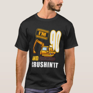 90Th Birthday Vehicles Construction Excavator 90 Y T-Shirt