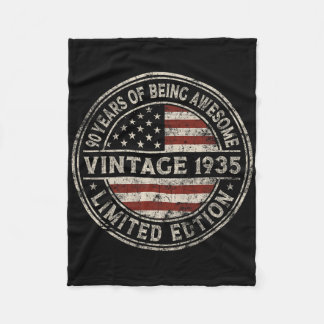 90th Birthday Vintage 1935 Limited Edition America Fleece Blanket