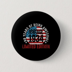 90th Birthday Vintage 19&#; Patriotic Usa Flag 90 6 Cm Round Badge
