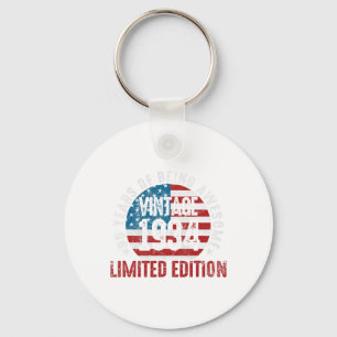 90th Birthday Vintage 19&#; Patriotic Usa Flag 90 Key Ring
