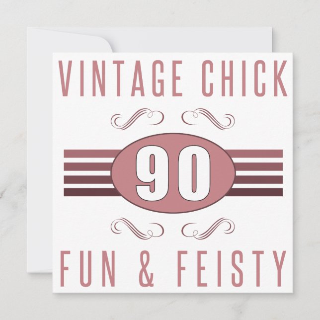 90th Birthday Vintage Chick Card (Front)