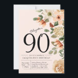 90th Birthday Vintage Floral Invitation<br><div class="desc">Sophisticated and elegant script birthday invitation.</div>