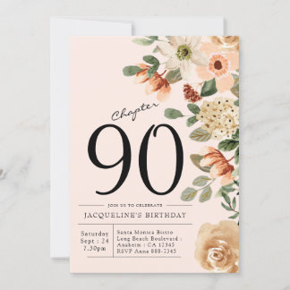 90th Birthday Vintage Floral Invitation