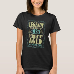 90th Birthday Vintage Legends Born In 1933 90 Year T-Shirt