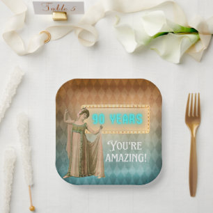 90th Birthday Vintage Singer Paper Plate