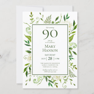 90th Birthday White Hydrangeas Invitation