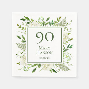 90th Birthday White Hydrangeas Napkin