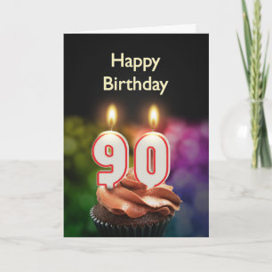 90th Birthday with cake and candles Card
