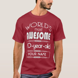 90th Birthday Worlds Best Fabulous Dark Red Maroon T-Shirt