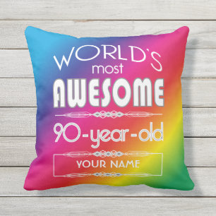 90th Birthday Worlds Best Fabulous Rainbow Outdoor Cushion