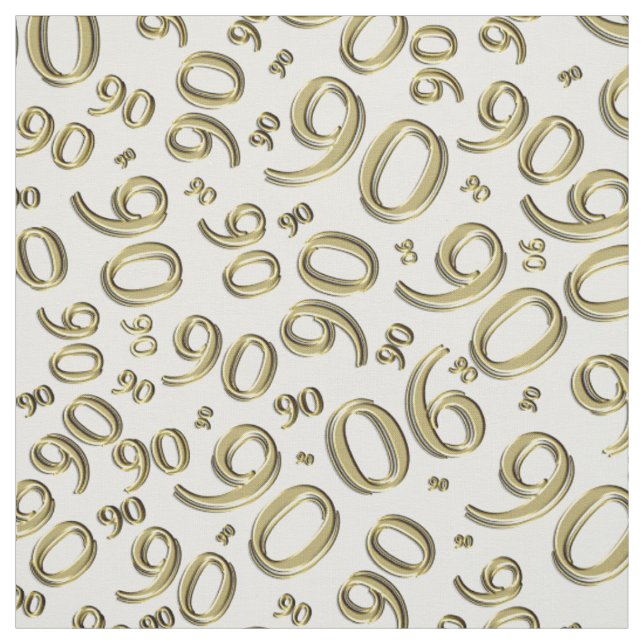 90th  Cool Gold Random Number Pattern 90 Fabric (Swatch)