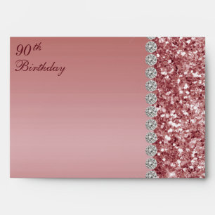 90th Elegant Rose Gold Birthday Envelope