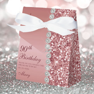 90th Elegant Rose Gold Birthday Favour Box