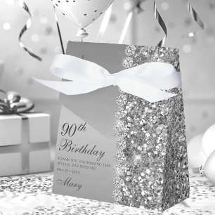 90th Elegant Silver Birthday Favour Box