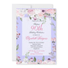 90th Floral Purple Spring Elegant Photo Birthday 