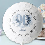 90th Happy Birthday Coastal Blue Floral Number 90 Balloon<br><div class="desc">90th birthday balloon with fully editable wording to personalise as you wish. Design features number 90 decorated with rose buds, flower blooms and foliage in shades of coastal blue and sand. Subtle feminine and elegant design with watercolor floral arrangements, paint splatters and brush strokes. Perfect for 90th birthday celebration with...</div>