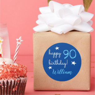 90th happy birthday Personalised blue Stickers