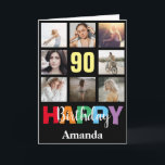 90th Happy Birthday Photo Collage Modern Black Card<br><div class="desc">90th Happy Birthday Photo Collage Modern Black Card with personalised name. For further customisation,  please click the "Customise it" button and use our design tool to modify this template.</div>