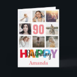 90th Happy Birthday Photo Collage Modern Pink Card<br><div class="desc">90th Happy Birthday Photo Collage Modern Pink Card with personalised name. For further customisation,  please click the "Customise it" button and use our design tool to modify this template.</div>