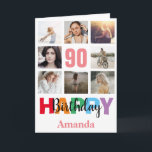 90th Happy Birthday Photo Collage Modern Pink Card<br><div class="desc">90th Happy Birthday Photo Collage Modern Pink Card with personalised name. For further customisation,  please click the "Customise it" button and use our design tool to modify this template.</div>