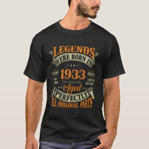 90Th Legends Born In 1933 90 T-Shirt