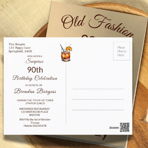90th Ninetieth Old Fashion Male Birthday  Postcard