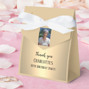 90th Ninety Elegant Birthday Party Gold Favour Box
