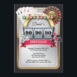 90th Poker Playing Card Casino Birthday Invitation<br><div class="desc">Poker Playing Card Casino Gold birthday invitation. Casino theme gold glitter invite,  18th 20th 21st 30th 40th 50th 60th 70th 80th 90th 100th,  Any age. For further customisation,  please click the "Customise it" button and use our design tool to modify this template.</div>