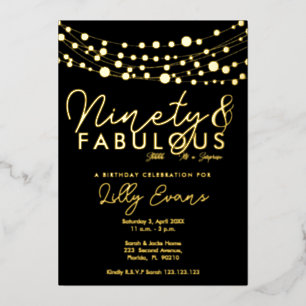 90th surprise birthday party invitation elegant